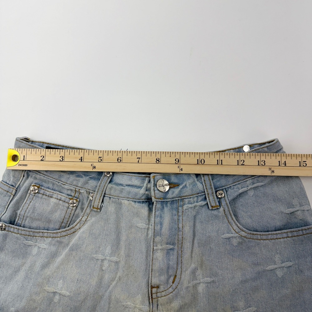 SMFK Plan D Cross Jacquard Ankle Jeans Women Small Light Wash Blue Denim Size 6 - Picture 7 of 15